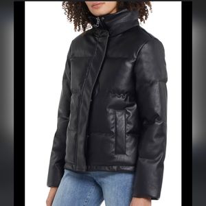 Tribal Jeans Faux Leather Puffer Jacket/Coat
